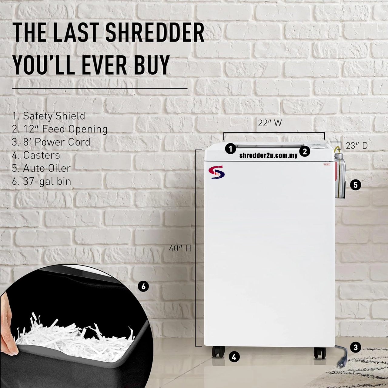 IDEAL 3105SMC Cross Cut Paper Shredder (Cutting Size: 0.8x5mm) with Oiler - Image 2