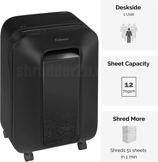 FELLOWES Powershred® LX201 Paper Shredder (Micro Cut) - Image 3