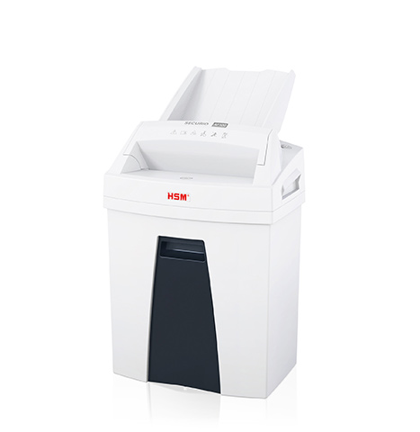 HSM Securio AF100C auto-feed paper shredder, front three-quarter view