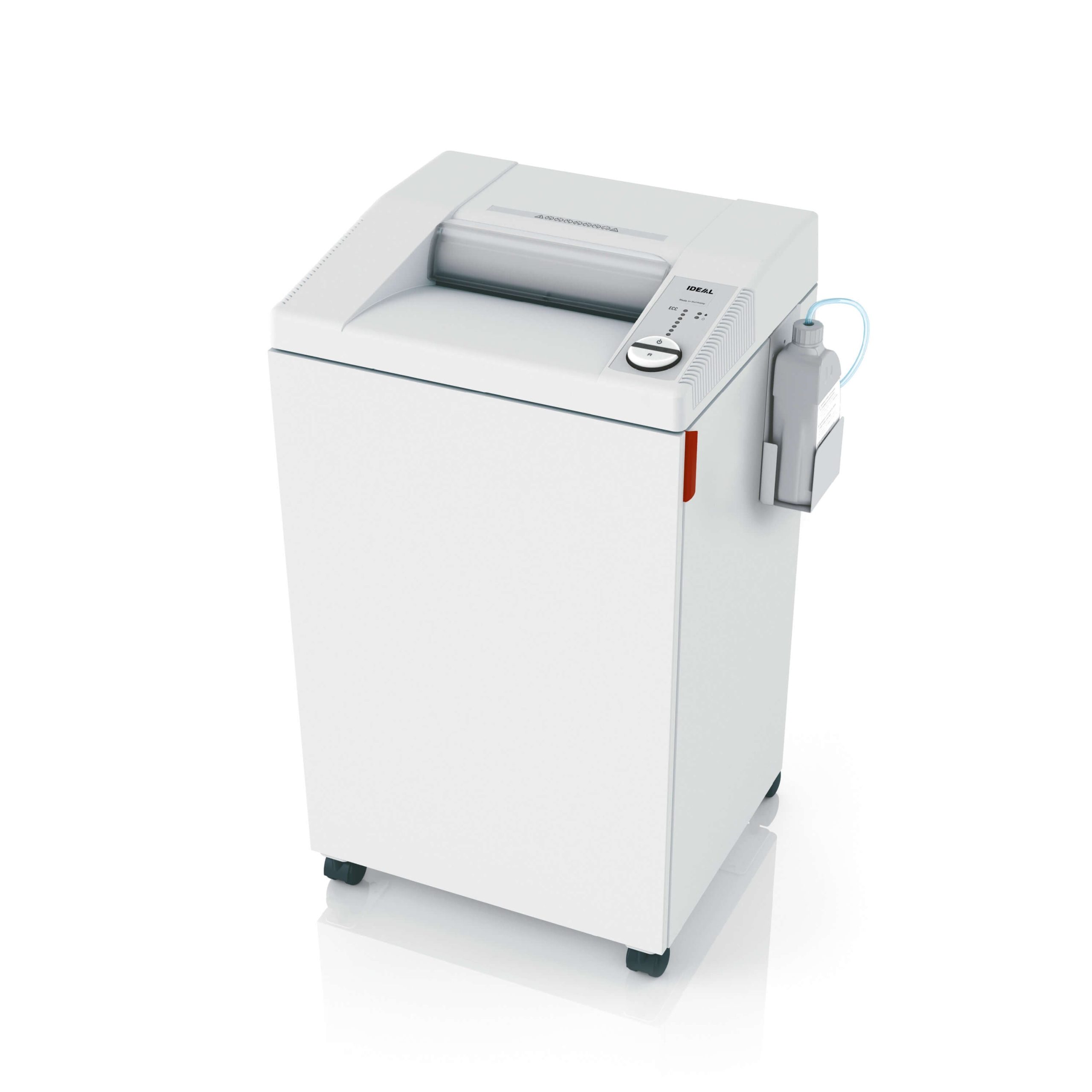 IDEAL 3104 SMC ultra micro cut paper shredder with automatic oiler, security level P-7, side view