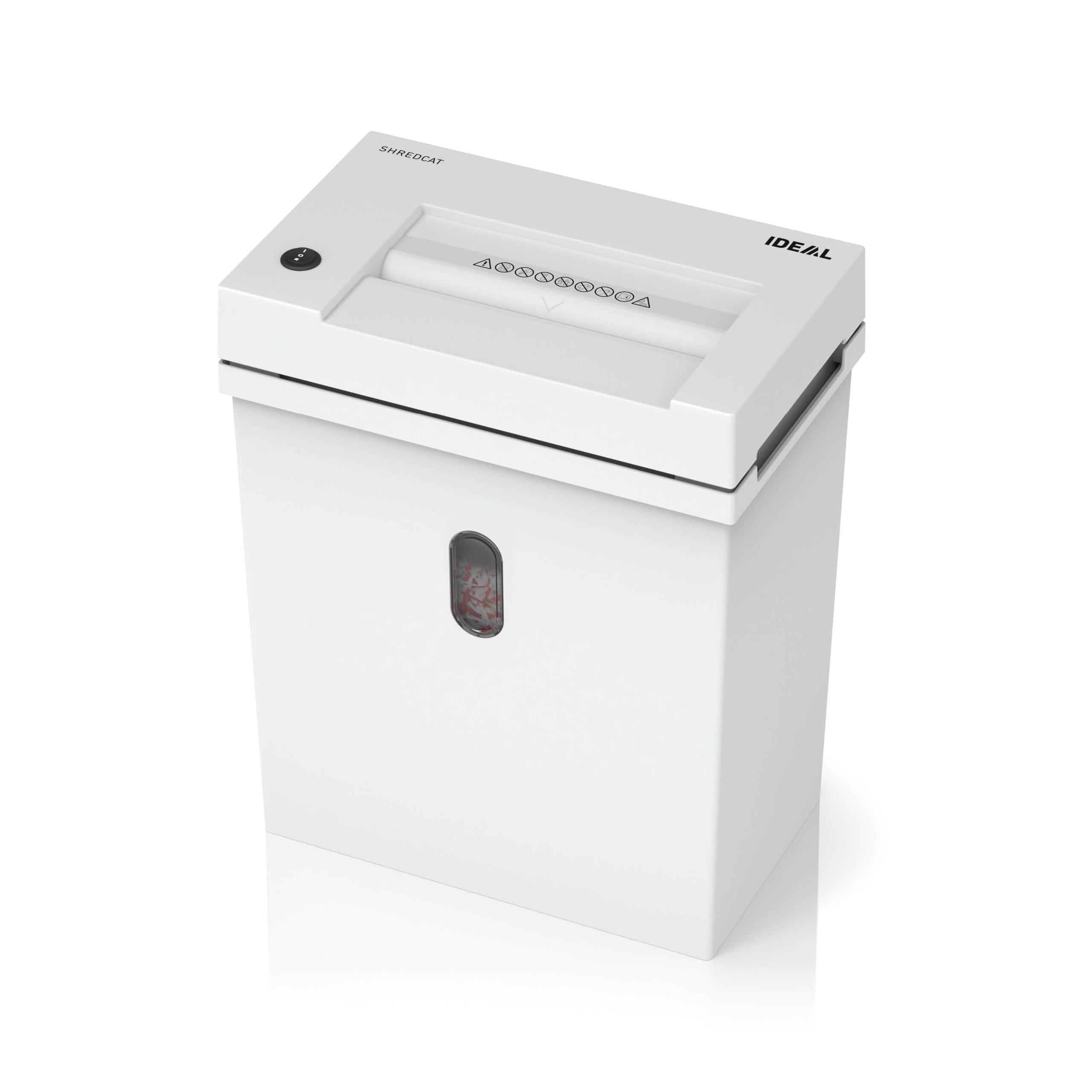 IDEAL Shredcat 8200CC cross cut paper shredder, security level P-4, side view