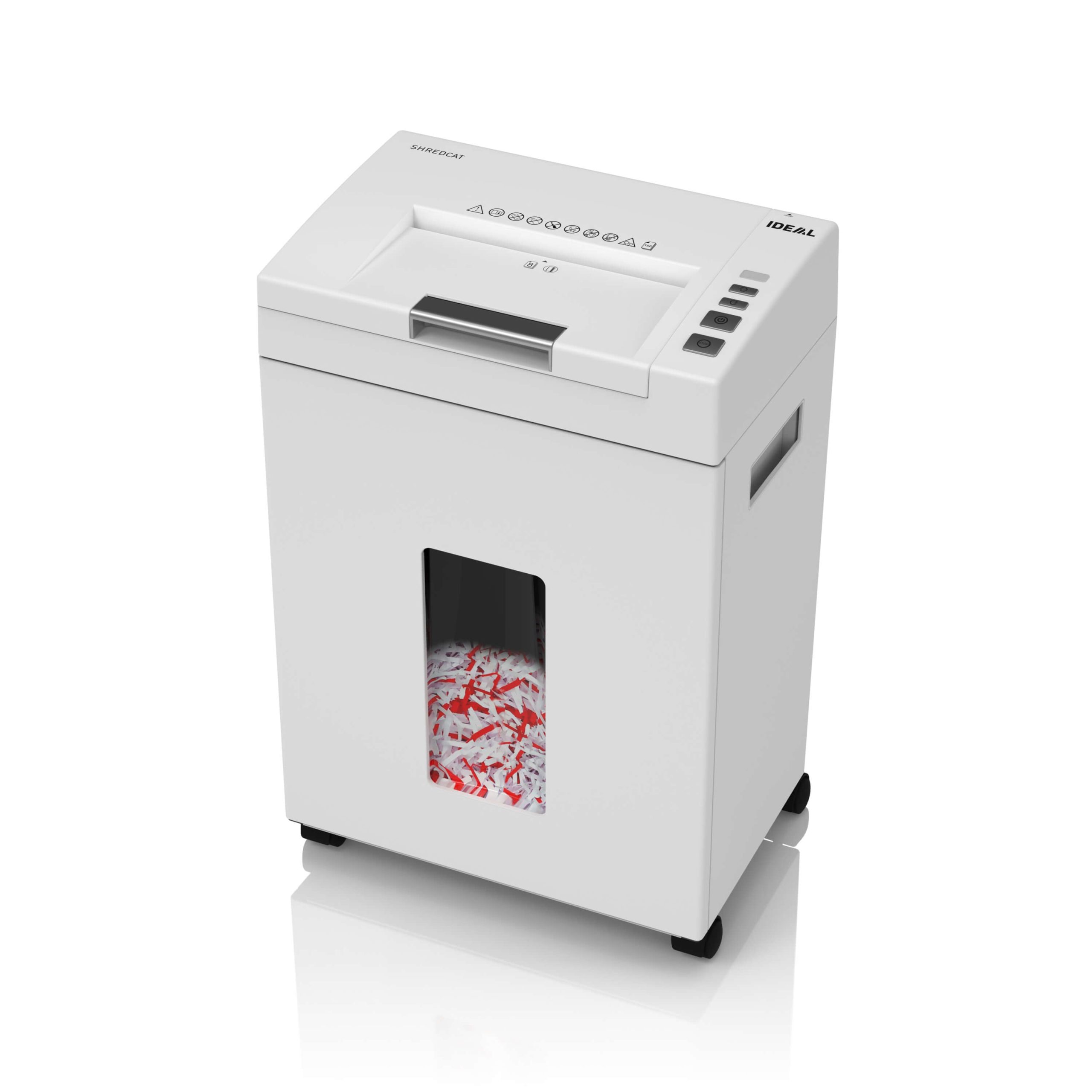 IDEAL Shredcat 8291C auto-feed paper shredder, security level P-4, side view