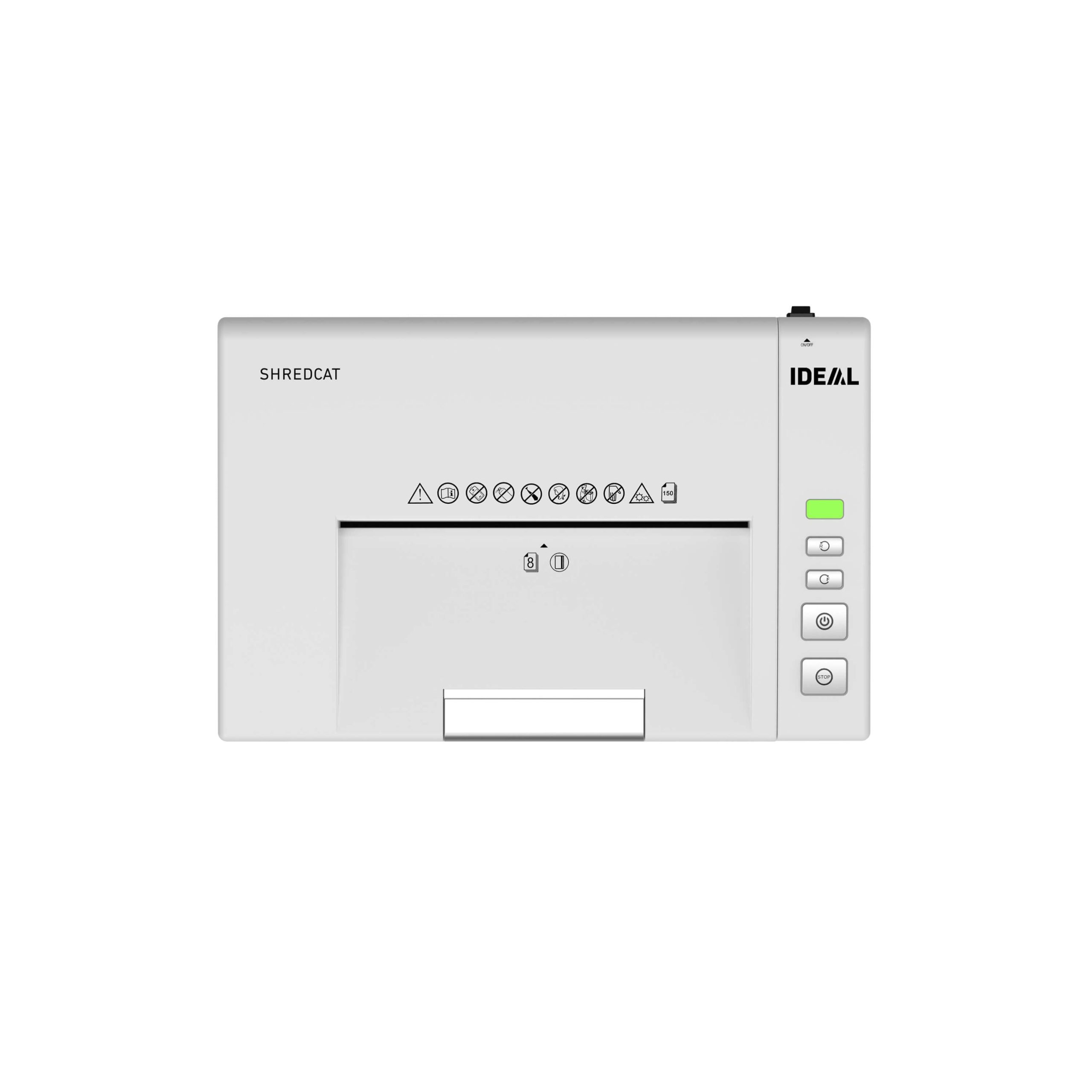 IDEAL Shredcat 8291C auto-feed paper shredder, security level P-4, top view