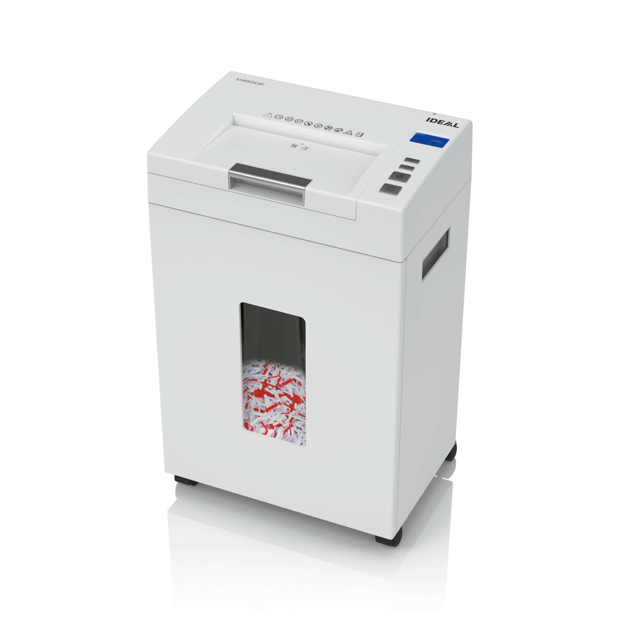 IDEAL Shredcat 8292CC auto-feed paper shredder, security level P-4, side view