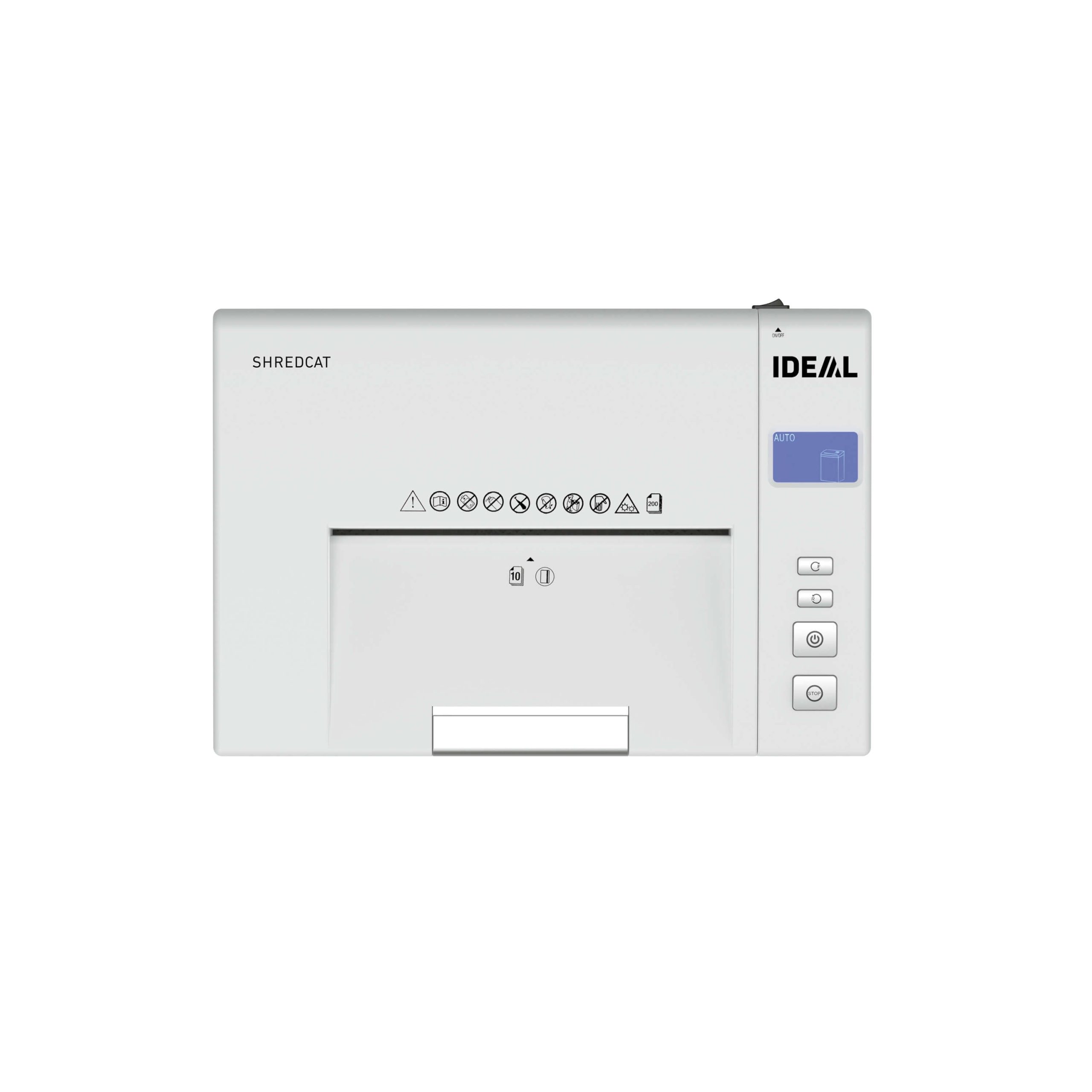 IDEAL Shredcat 8292CC auto-feed paper shredder, security level P-4, top view