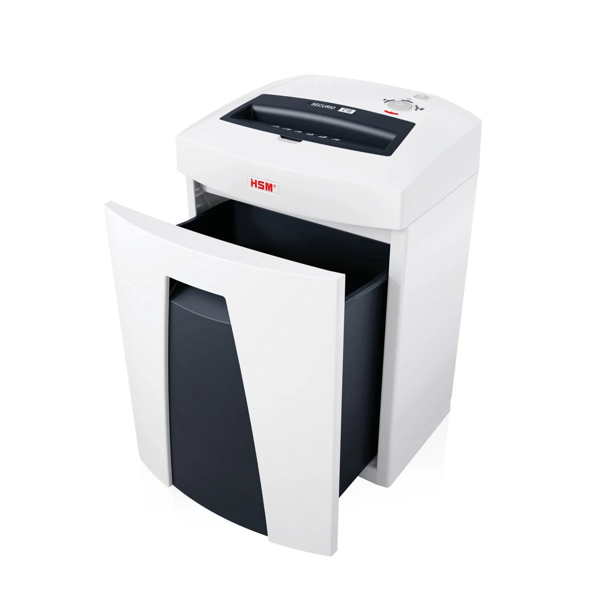 HSM Securio C18 paper shredder with the cabinet door open